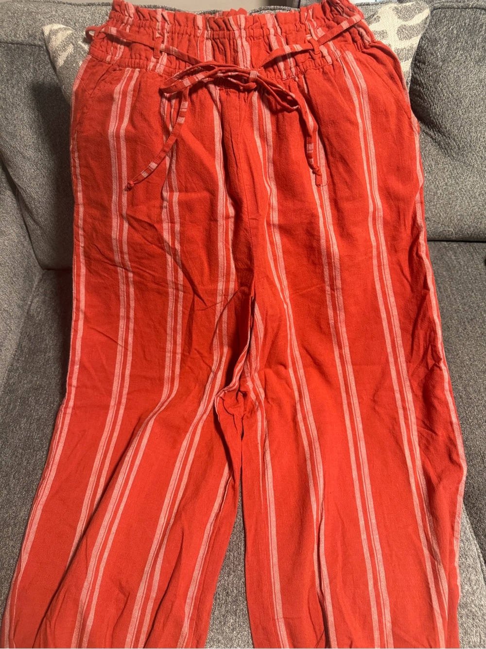 Women’s Red Striped Drawstring Pants